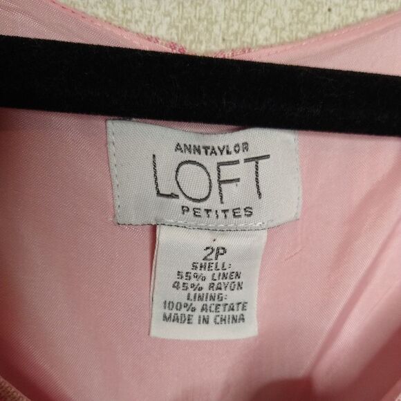 Vintage Y2K Ann Taylor Pastel Baby Pink Tiered Babydoll Linen Dress Size 2P - Picture 4 of 4